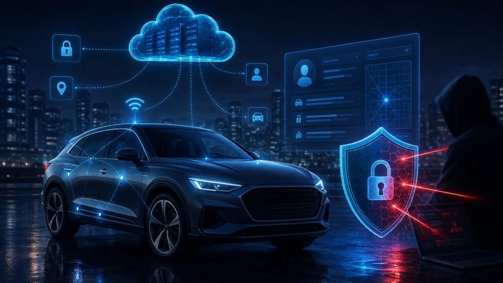 Cybersecurity illustration of connected-car remote access risks
