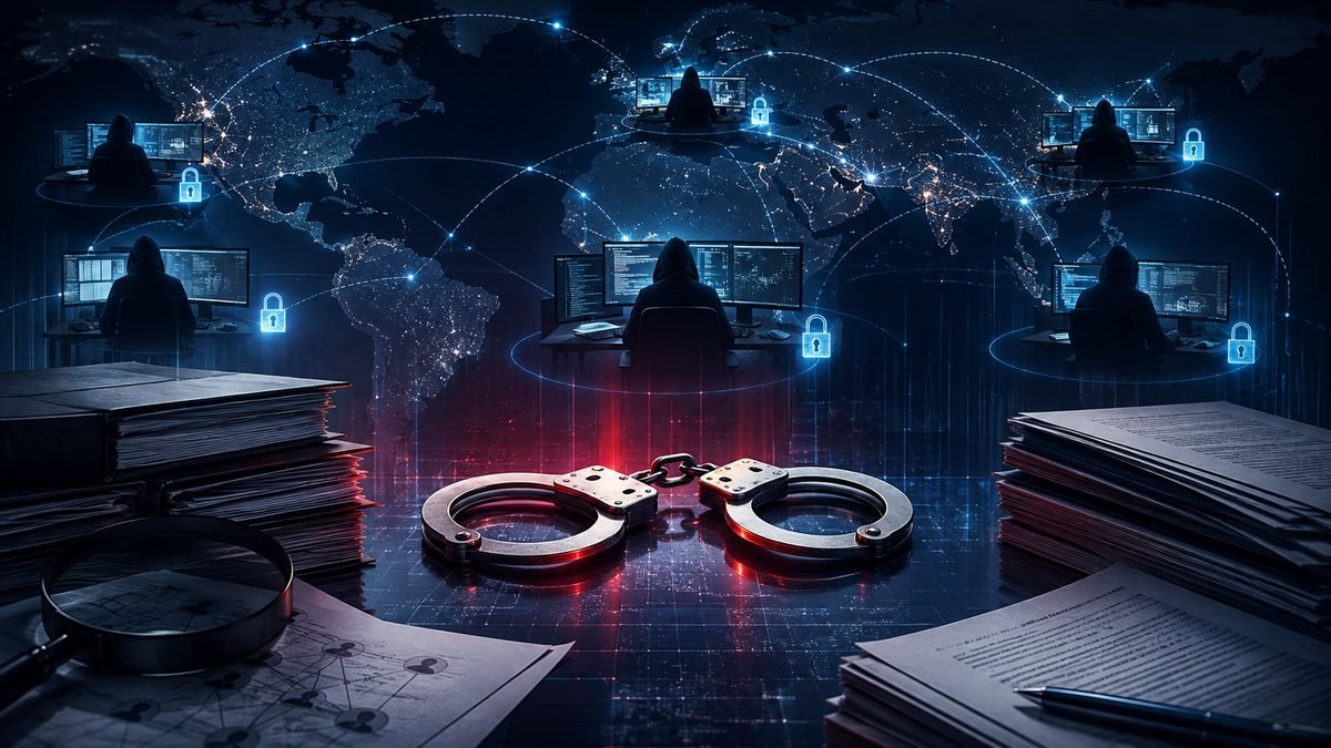 Cybersecurity illustration of a remote IT worker identity fraud scheme